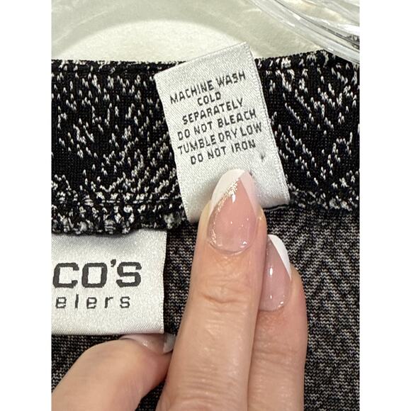 Vtg Chicos Travelers Black Slinky Liquid Knit Faux Wrap Top XL 3 Girl Boss USA - Picture 5 of 8